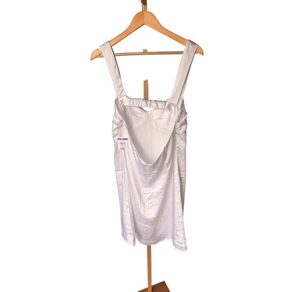 19 COOPER Women's White Satin Button Front‎ Mini Dress L - Picture 2 of 7